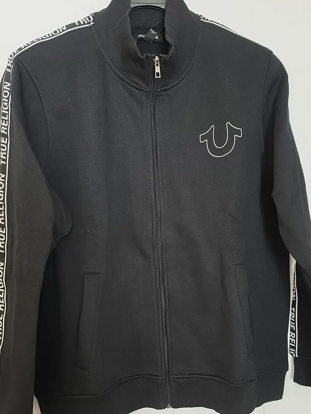 True Religion Full Zip Sweatshirt Jacket with White Logo Trim - New